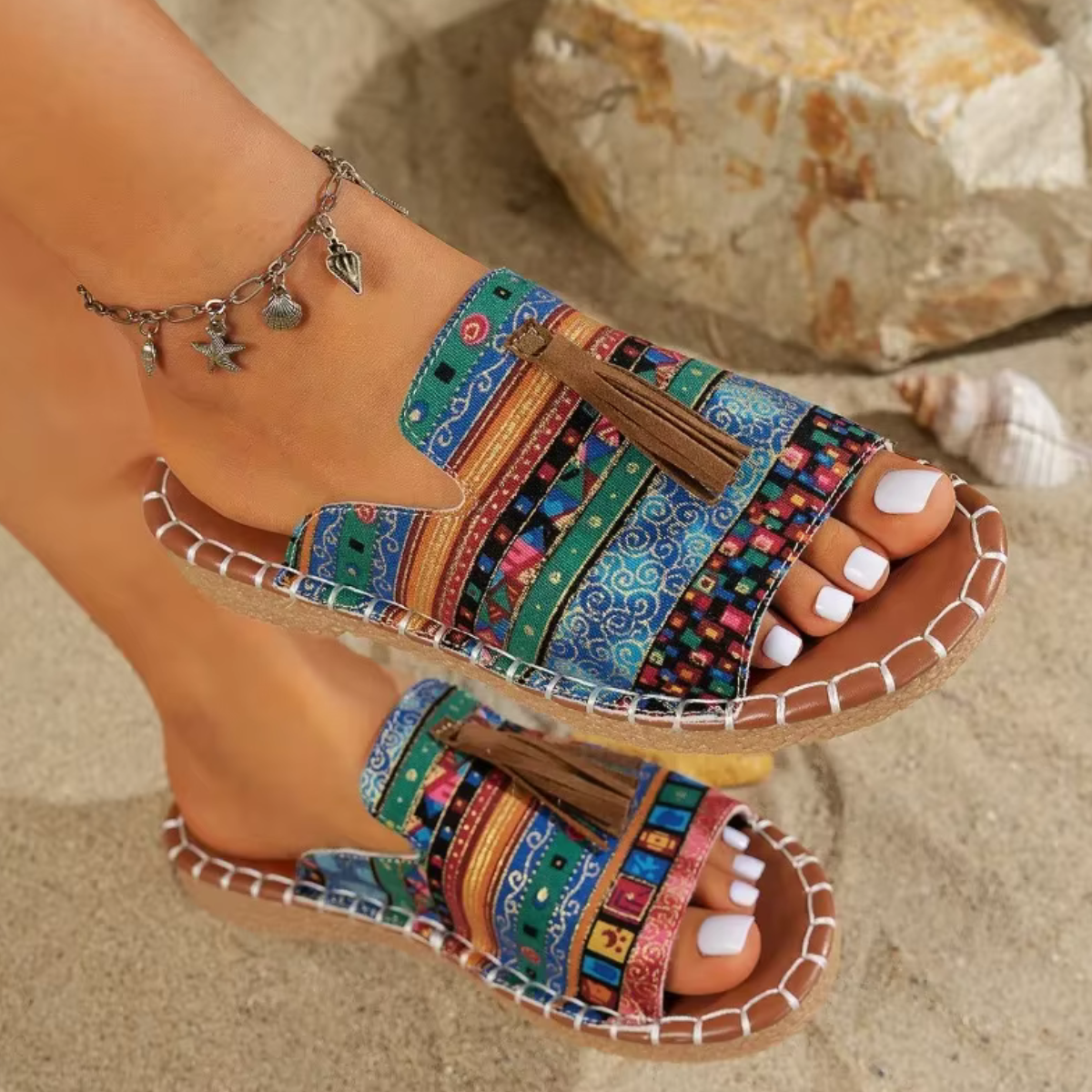Pepita™ - Boho-sandaler med fransar
