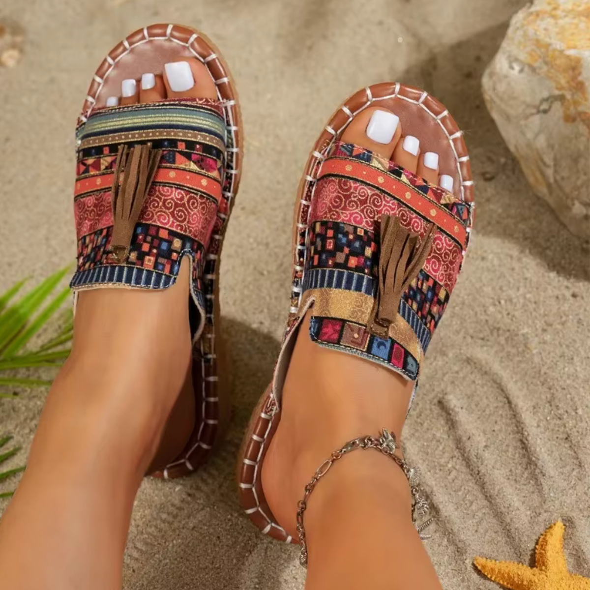 Pepita™ - Boho-sandaler med fransar