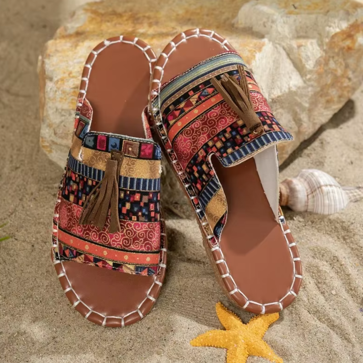 Pepita™ - Boho-sandaler med fransar