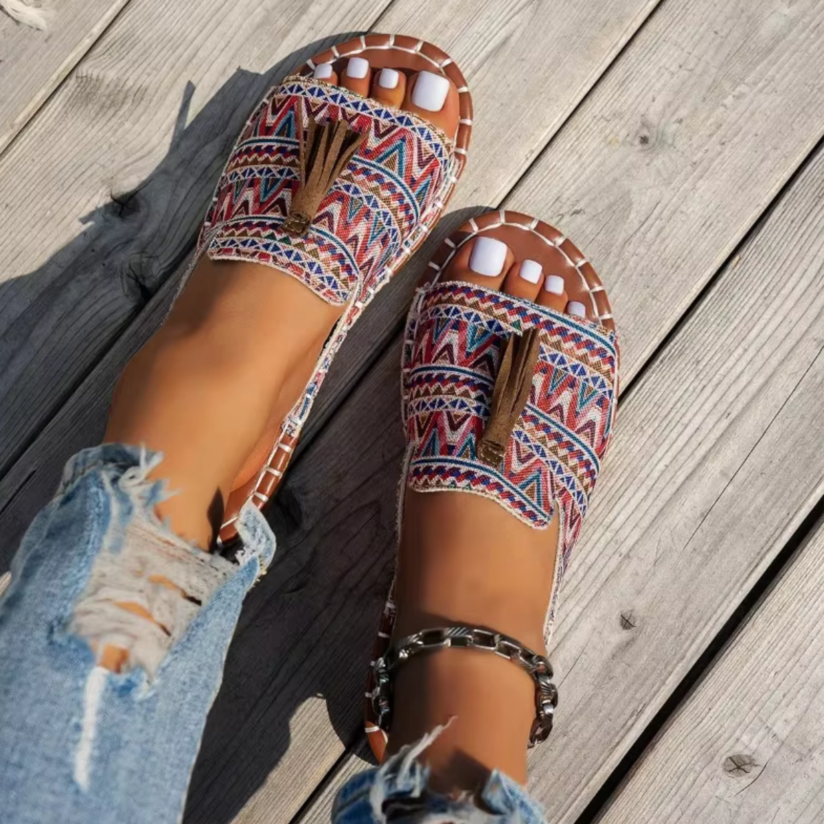 Pepita™ - Boho-sandaler med fransar