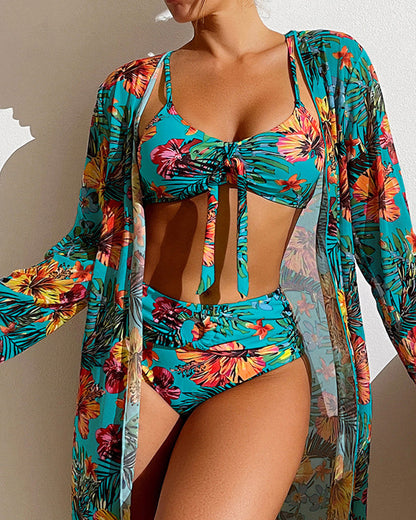 Elisa™ - Bikiniset med blommig strandkjol