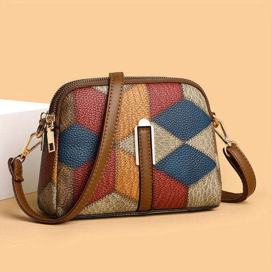 Ronja™ - Mini axelremsväska i patchwork-stil